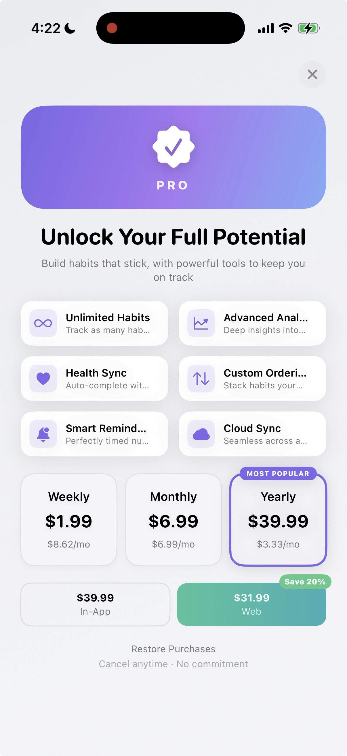 Sign Up & Save paywall — iOS payment sheet showing direct billing discount